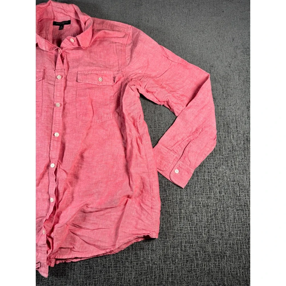 Banana Republic Soft Wash Coral Pink Button Up Shirt Mens XL Long Sleeve‎ Pocket